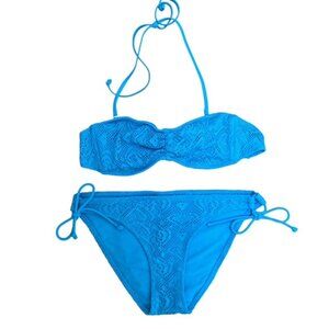 Aerie turquoise bandeau bikini top and bottom set size S